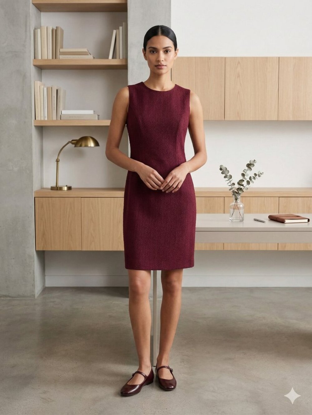 Amanda Smith Dress Burgundy Sleeveless Academia Office Siren 16W